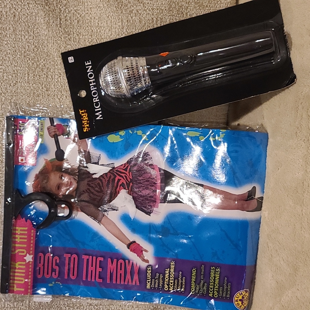 Halloween costume,  punk star, 80s med (8-10) with microphone NEW